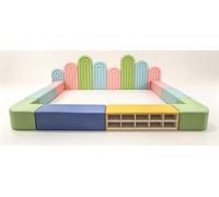 KIBONCY Clôture De Jeu Souple en Arc Pastel for Bébés, Enclos Fosse À Balles Mousse Modulaire D'intérieur, Parc for Tout-Petits PU(B)