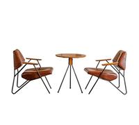 KIBONCY Coffee Shop Table and Chair Sets,Accent, PU Leather Living Room Minimalist Luxury Wrought Iron Balcony(1)