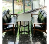 KIBONCY Coffee Shop Table and Chair Sets, Hotel Lobby Leisure Front Desk Negotiation Reception Sofa Booths, Bar Milk Tea Shop Chairs(Set 5)