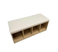 KIBONCY Color Optional PU Cushion Cubby Storage Bench, Space Saving Natural Wood Shoe Changing for Playroom Daycare & Narrow Hallway Use(B,90x30x40cm)