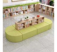 KIBONCY Colorful Patchwork,Cat-Scratch-Resistant Fabric,Curved Sofa and Bookcase Combination,for Children's Lounge Area Kindergarten Tutoring Class(5)