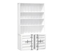 KIBONCY Combinaison Bibliothèque Industrielle Et Armoire De Rangement, Étagère Ouverte en Métal avec Portes Inférieures Verrouillables, Organisateur D'affichage Vertical for Bureau(B,360 * 50)