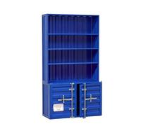 KIBONCY Combinaison Bibliothèque Industrielle Et Armoire De Rangement, Étagère Ouverte en Métal avec Portes Inférieures Verrouillables, Organisateur D'affichage Vertical for Bureau(G,100 * 50)