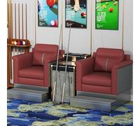 KIBONCY Commercial Grade Pool Table Side Spectator Chair, Leather Billiard Viewing Sofa with Metal Footstool, Rest Couch for Hall Competition Lounge Area(E)