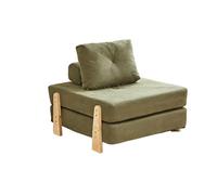 KIBONCY Convertible Modular Sofa Bed, Corduroy Upholstered Chair, 2-in-1 Foldable Sleeper Couch with Wood Legs, for Small Apartment Guest Room(C)