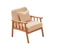 KIBONCY Corduroy Upholstered Armchair Rustic Wooden Frame Accent Chair Chairs Leisure Lounge Wood for Living Room Corridor Indoor Balcony(A,63cm)