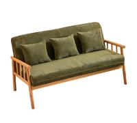 KIBONCY Corduroy Upholstered Armchair Rustic Wooden Frame Accent Chair Chairs Leisure Lounge Wood for Living Room Corridor Indoor Balcony(B,155cm)