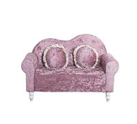 KIBONCY Crushed Velvet Loveseat Sofa, 2-Seater Compact Couch with Ruffled Edge Pillows, Curved Backrest, Small for Bedroom Living Room(B,160cm)