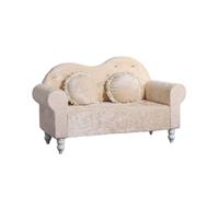 KIBONCY Crushed Velvet Loveseat Sofa, 2-Seater Compact Couch with Ruffled Edge Pillows, Curved Backrest, Small for Bedroom Living Room(F,180cm)