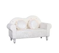 KIBONCY Crushed Velvet Loveseat Sofa, 2-Seater Compact Couch with Ruffled Edge Pillows, Curved Backrest, Small for Bedroom Living Room(C,160cm)