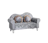 KIBONCY Crushed Velvet Loveseat Sofa, 2-Seater Compact Couch with Ruffled Edge Pillows, Curved Backrest, Small for Bedroom Living Room(A,140cm)