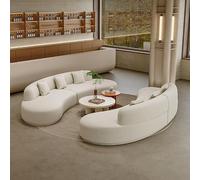 KIBONCY Curved Boucle Sectional Sofa Furniture Set, Crescent Shaped Modular Couch Plus 2 Upholstered Single Chairs, Stylish Modern Seating for Residential(B,2.4m)