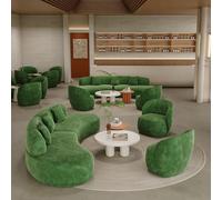 KIBONCY Curved Boucle Sectional Sofa Furniture Set, Crescent Shaped Modular Couch Plus 2 Upholstered Single Chairs, Stylish Modern Seating for Residential(B,3.2m)