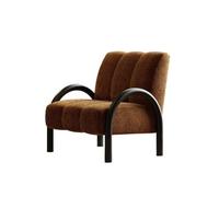 KIBONCY Curved Metal Frame Lounge Chair, Luxury Teddy Velvet Accent, Modern Mid-Century Armchair for Small Spaces(A)