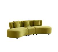 KIBONCY Curved Sectional Sofa, Velvet Upholstered Couch for Living Room Modern S-Shaped, Modular 3-Seater for Small Apartment(300cm)