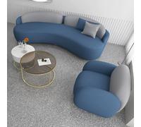 KIBONCY Curved Sofa Made of Tech Fabric, Luxurious Hotel Lobby Chairs, Trendy Tech Fabric Sofas for Lounge Areas and Clothing Stores(F 1.7m Set)