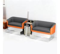 KIBONCY Dual 2-Seat Billiard Spectator Sofa Set, Waterproof PU Pool Table Viewing Chairs with Marble Storage Cabinet Stainless Steel Footrest for Hall(E)