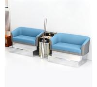 KIBONCY Dual 2-Seat Billiard Spectator Sofa Set, Waterproof PU Pool Table Viewing Chairs with Marble Storage Cabinet Stainless Steel Footrest for Hall(B)