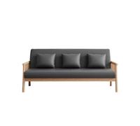 KIBONCY Durable Microfiber Leather 3-Seater Sofa,Mid-Century Modern, Solid Wood Frame Couch with Lumbar Pillows(E,180cm)