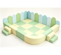 KIBONCY Enclos De Jeu Souple for Les Tout-Petits, Parc Intérieur en Mousse avec Plateforme Marchepied, Fosse À Balles Cuir PU Non Toxique for Enfants(D)