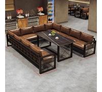 KIBONCY Ensemble Banquette de Restaurant Style Industriel Vintage, canapé, Table de Bar/Restaurant/Barbecue/Fondue, Table et chaises en Fer.(A9)