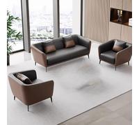 KIBONCY Ensemble Canapé Et Table Basse De Bureau Moderne for Salle Réception - Cuir Véritable, Adapté for Trois Personnes, for Les Réunions d'affaires Négociations(J)