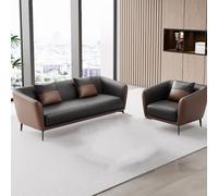 KIBONCY Ensemble Canapé Et Table Basse De Bureau Moderne for Salle Réception - Cuir Véritable, Adapté for Trois Personnes, for Les Réunions d'affaires Négociations(I)