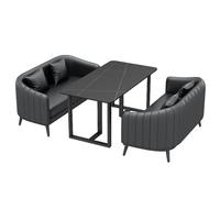 KIBONCY Ensemble canapé et Table de Style Industriel avec Xipi importé, éponge Haute résilience et Plateau en Dalles de Roche for Bar, café et Restaurant(B)