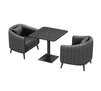 KIBONCY Ensemble canapé et Table de Style Industriel avec Xipi importé, éponge Haute résilience et Plateau en Dalles de Roche for Bar, café et Restaurant(A)