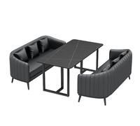 KIBONCY Ensemble canapé et Table de Style Industriel avec Xipi importé, éponge Haute résilience et Plateau en Dalles de Roche for Bar, café et Restaurant(C)