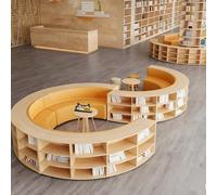 KIBONCY Ensemble canapé incurvé et bibliothèque, Rangement for Livres, Structure en Bois Massif et Mousse résiliente, for Salle de Lecture, Centre de la Petite enfance, Vert(L)
