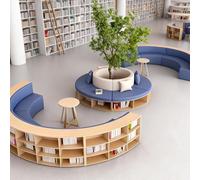 KIBONCY Ensemble canapé incurvé et bibliothèque, Rangement for Livres, Structure en Bois Massif et Mousse résiliente, for Salle de Lecture, Centre de la Petite enfance, Vert(H)