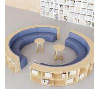 KIBONCY Ensemble canapé incurvé et bibliothèque, Rangement for Livres, Structure en Bois Massif et Mousse résiliente, for Salle de Lecture, Centre de la Petite enfance, Vert(F)