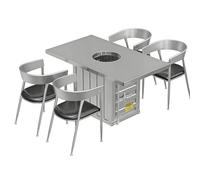 KIBONCY Ensemble de Barbecue/Table à Manger Industriel - Trou de brasero intégré, Base de conteneur, Cadre en métal Durable, Parfait for Les grillades en Plein air, Les Repas(E,160)
