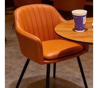 KIBONCY Ensemble de Bistro Moderne Peu encombrant, Table Ronde compacte avec chaises en Simili Cuir Orange Vif for Aires de Restauration, kiosques, cafés à Service Rapide(Chair)