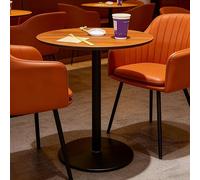 KIBONCY Ensemble de Bistro Moderne Peu encombrant, Table Ronde compacte avec chaises en Simili Cuir Orange Vif for Aires de Restauration, kiosques, cafés à Service Rapide(70cm)
