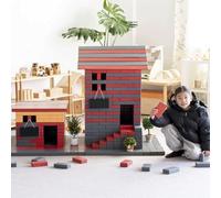 KIBONCY Ensemble de Blocs de Construction en Bois, Blocs en Bois Naturel Grandeur Nature, Jouets d'apprentissage préscolaire, respectueux de l'environnement(622pc)