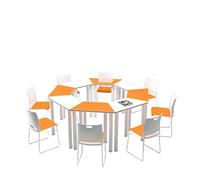 KIBONCY Ensemble de Bureau de Classe modulaire Hexagonal, Table de Groupe collaborative avec chaises, Poste de Travail d'apprentissage Stable for Salle de Formation Scolaire(A,2m)