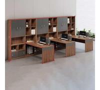 KIBONCY Ensemble de Bureau Moderne en Forme T avec clapier Haut, Poste Travail Commercial Double Face Chaise combinée for l'équipe financière et Comptable