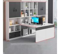 KIBONCY Ensemble de Bureau Moderne en Forme T avec clapier Haut, Poste Travail Commercial Double Face Chaise combinée for l'équipe financière et Comptable