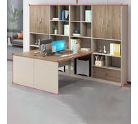 KIBONCY Ensemble de Bureau Moderne en Forme T avec clapier Haut, Poste Travail Commercial Double Face Chaise combinée for l'équipe financière et Comptable