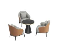 KIBONCY Ensemble de chaises d'appoint en Simili Cuir avec Table marbre, Ensemble Conversation Moderne 3 pièces, mobilier Salon for hôtel et Bureau(D)