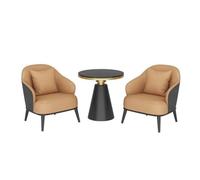 KIBONCY Ensemble de chaises d'appoint en Simili Cuir avec Table marbre, Ensemble Conversation Moderne 3 pièces, mobilier Salon for hôtel et Bureau(B)