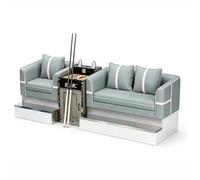 KIBONCY Ensemble de chaises spectateur Billard 1 + 2 Places, canapé visualisation Table en Cuir PU avec Porte-gobelet, Armoire Rangement for Support Queue, for Salle Jeux Club(D)
