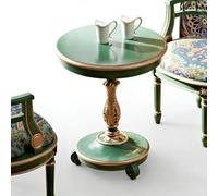 KIBONCY Ensemble De Chaises Table D’appoint en Bois Massif avec Garniture Or Vert Brillant, Meubles Bistro Balcon 2 Places, Combinaison Thé D’Accent Bras Incurvé Vintage(E)