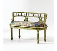 KIBONCY Ensemble De Chaises Table D’appoint en Bois Massif avec Garniture Or Vert Brillant, Meubles Bistro Balcon 2 Places, Combinaison Thé D’Accent Bras Incurvé Vintage(F)