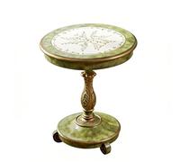 KIBONCY Ensemble De Chaises Table D’appoint en Bois Massif avec Garniture Or Vert Brillant, Meubles Bistro Balcon 2 Places, Combinaison Thé D’Accent Bras Incurvé Vintage(B)