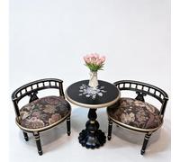 KIBONCY Ensemble De Chaises Table D’appoint en Bois Massif avec Garniture Or Vert Brillant, Meubles Bistro Balcon 2 Places, Combinaison Thé D’Accent Bras Incurvé Vintage(H)