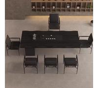 KIBONCY Ensemble De Meubles À Structure en Métal Noir, Table Et Chaises De Salon De Thé, for Balcons, Bureaux Et Espaces De Consommation De Thé(200cm)