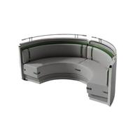 KIBONCY Ensemble De Meubles De Restaurant Industriel en Acier Inoxydable, Canapé Modulaire Incurvé avec Accents Verts, Table De Café Ronde Et Chaises for Pub De Thé Au Lait, Bistro(A)